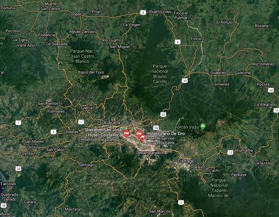 Mapas de Costa Rica con vista satélite